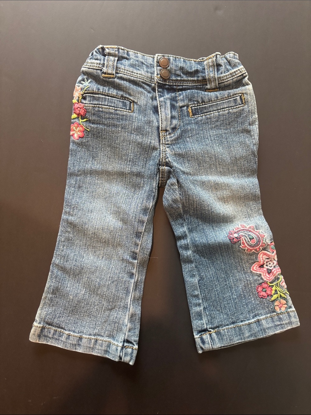 Cherokee Girls' Blue Denim Embroidered Bootcut Jeans 18 mos
